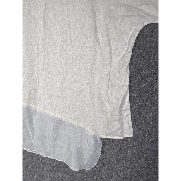 Melissa Paige Linen Blend Asymmetrical Oversize Short Sleeve Top Medium Cream - Picture 12 of 15